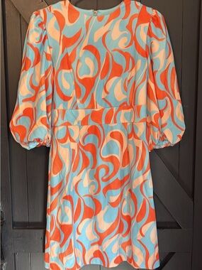 Alexia Admor Mini Dress in Turquoise, Coral & Cream Swirl Print